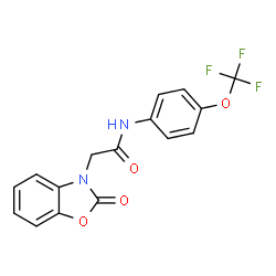 ChemSpider 2D Image | 2-(2-Oxo-1,3-benzoxazol-3(2H)-yl)-N-[4-(trifluoromethoxy)phenyl]acetamide | C16H11F3N2O4