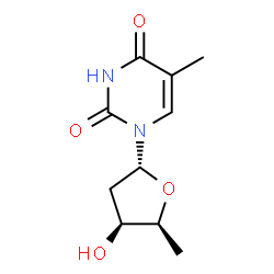 ChemSpider 2D Image | 1-(2,5-Dideoxy-alpha-L-threo-pentofuranosyl)-5-methyl-2,4(1H,3H)-pyrimidinedione | C10H14N2O4