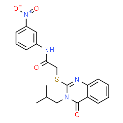 ChemSpider 2D Image | 2-[(3-Isobutyl-4-oxo-3,4-dihydro-2-quinazolinyl)sulfanyl]-N-(3-nitrophenyl)acetamide | C20H20N4O4S