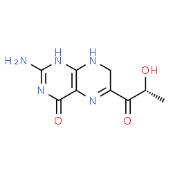 ChemSpider 2D Image | 2-Amino-6-[(2R)-2-hydroxypropanoyl]-7,8-dihydro-4(1H)-pteridinone | C9H11N5O3