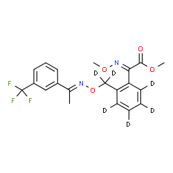 ChemSpider 2D Image | Methyl (2E)-(methoxyimino){2-[{[(E)-{1-[3-(trifluoromethyl)phenyl]ethylidene}amino]oxy}(~2~H_2_)methyl](~2~H_4_)phenyl}acetate | C20H13D6F3N2O4