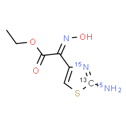 ChemSpider 2D Image | Ethyl (2E)-[2-(~15~N)amino(2-~13~C,~15~N)-1,3-thiazol-4-yl](hydroxyimino)acetate | C613CH9N15N2O3S