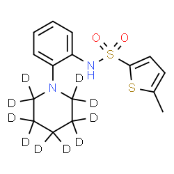 ChemSpider 2D Image | 5-Methyl-N-{2-[(~2~H_10_)-1-piperidinyl]phenyl}-2-thiophenesulfonamide | C16H10D10N2O2S2