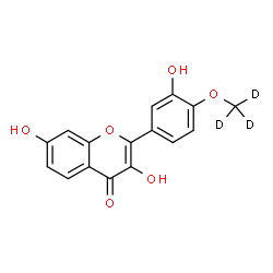 ChemSpider 2D Image | 3,7-Dihydroxy-2-{3-hydroxy-4-[(~2~H_3_)methyloxy]phenyl}-4H-chromen-4-one | C16H9D3O6