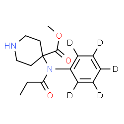 ChemSpider 2D Image | Methyl 4-[(~2~H_5_)phenyl(propionyl)amino]-4-piperidinecarboxylate | C16H17D5N2O3