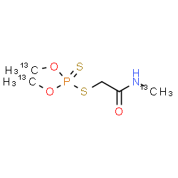 ChemSpider 2D Image | O,O-Bis[(~13~C)methyl] S-{2-[(~13~C)methylamino]-2-oxoethyl} phosphorodithioate | C213C3H12NO3PS2