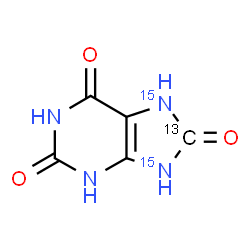 ChemSpider 2D Image | (8-~13~C,7,9-~15~N_2_)-7,9-Dihydro-1H-purine-2,6,8(3H)-trione | C413CH4N215N2O3