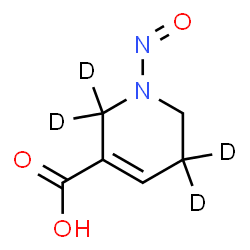 ChemSpider 2D Image | 1-Nitroso(2,2,5,5-~2~H_4_)-1,2,5,6-tetrahydro-3-pyridinecarboxylic acid | C6H4D4N2O3