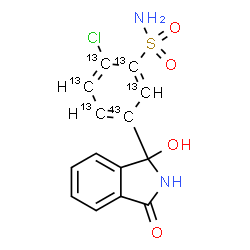 ChemSpider 2D Image | 2-Chloro-5-(1-hydroxy-3-oxo-2,3-dihydro-1H-isoindol-1-yl)(~13~C_6_)benzenesulfonamide | C813C6H11ClN2O4S