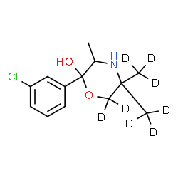 ChemSpider 2D Image | 2-(3-Chlorophenyl)-3-methyl-5,5-bis[(~2~H_3_)methyl]-2-(6,6-~2~H_2_)morpholinol | C13H10D8ClNO2