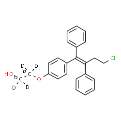 ChemSpider 2D Image | 2-{4-[(1Z)-4-Chloro-1,2-diphenyl-1-buten-1-yl]phenoxy}(~13~C_2_,~2~H_4_)ethanol | C2213C2H19D4ClO2