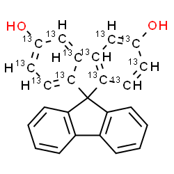 ChemSpider 2D Image | 4,4'-(9H-Fluorene-9,9-diyl)di(~13~C_6_)phenol | C1313C12H18O2