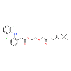 ChemSpider 2D Image | 2-(2-{2-[(2-Methyl-2-propanyl)oxy]-2-oxoethoxy}-2-oxoethoxy)-2-oxoethyl {2-[(2,6-dichlorophenyl)amino]phenyl}acetate | C24H25Cl2NO8