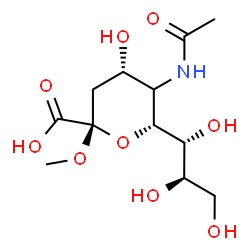 ChemSpider 2D Image | Methyl (5xi,6R)-5-acetamido-3,5-dideoxy-6-[(1R,2R)-1,2,3-trihydroxypropyl]-beta-D-glycero-hex-2-ulopyranosidonic acid | C12H21NO9