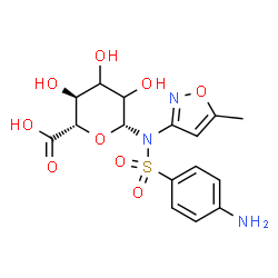ChemSpider 2D Image | N-[(4-Aminophenyl)sulfonyl]-N-(5-methyl-1,2-oxazol-3-yl)-beta-D-erythro-hexopyranuronosylamine | C16H19N3O9S