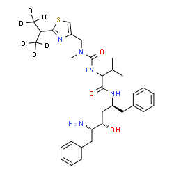 ChemSpider 2D Image | N-[(2S,4S,5S)-5-Amino-4-hydroxy-1,6-diphenyl-2-hexanyl]-N~2~-[methyl({2-[(1,1,1,3,3,3-~2~H_6_)-2-propanyl]-1,3-thiazol-4-yl}methyl)carbamoyl]valinamide | C32H39D6N5O3S
