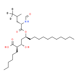 ChemSpider 2D Image | (2R,3S,5S)-5-{[N-Formyl-L-(5,5,5-~2~H_3_)leucyl]oxy}-2-hexyl-3-hydroxyhexadecanoic acid | C29H52D3NO6