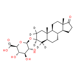 ChemSpider 2D Image | (3beta,5alpha)-17-Oxo(2,2,3,4,4-~2~H_5_)androstan-3-yl beta-D-glucopyranosiduronic acid | C25H33D5O8