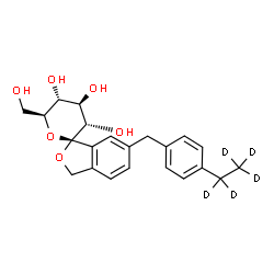 ChemSpider 2D Image | (1R,3'S,4'R,5'R,6'S)-6-[4-(~2~H_5_)Ethylbenzyl]-6'-(hydroxymethyl)-3',4',5',6'-tetrahydro-3H-spiro[2-benzofuran-1,2'-pyran]-3',4',5'-triol | C22H21D5O6