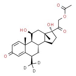 ChemSpider 2D Image | (6beta,11beta)-11,17-Dihydroxy-6-(~2~H_3_)methyl-3,20-dioxopregna-1,4-dien-21-yl acetate | C24H29D3O6