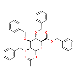 ChemSpider 2D Image | Benzyl 1-O-acetyl-2,3,4-tri-O-benzyl-D-glucopyranuronate | C36H36O8