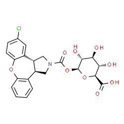 ChemSpider 2D Image | 1-O-{[(3aR,12bR)-5-Chloro-1,3,3a,12b-tetrahydro-2H-dibenzo[2,3:6,7]oxepino[4,5-c]pyrrol-2-yl]carbonyl}-beta-D-glucopyranuronic acid | C23H22ClNO9