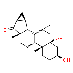 ChemSpider 2D Image | (1bR,3S,5aR,5bR,7aS,8aS,9aS,9bR,9dR)-1b,3-Dihydroxy-5a,7a-dimethyloctadecahydro-8H-cyclopropa[4,5]cyclopenta[1,2-a]cyclopropa[l]phenanthren-8-one | C21H30O3