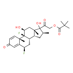 ChemSpider 2D Image | (6beta,9beta,11beta,14beta,16beta,17xi)-6,9-Difluoro-11,17-dihydroxy-16-methyl-3,20-dioxopregna-1,4-dien-21-yl pivalate | C27H36F2O6