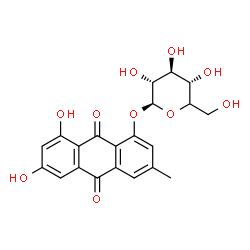 ChemSpider 2D Image | 6,8-Dihydroxy-3-methyl-9,10-dioxo-9,10-dihydro-1-anthracenyl (5xi)-beta-D-xylo-hexopyranoside | C21H20O10