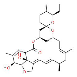 ChemSpider 2D Image | (1'S,2R,4'R,5S,6R,8'R,10'E,13'R,14'E,16'E,20'R,21'S,24'S)-6-Ethyl-21',24'-dihydroxy-5,11',13',22'-tetramethyl-3,4,5,6-tetrahydro-2'H-spiro[pyran-2,6'-[3,7,19]trioxatetracyclo[15.6.1.1~4,8~.0~20,24~]pe
ntacosa[10,14,16,22]tetraen]-2'-one | C32H46O7