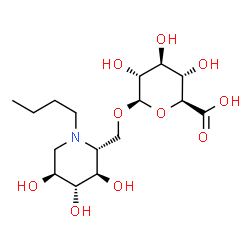 ChemSpider 2D Image | [(2R,3R,4R,5S)-1-Butyl-3,4,5-trihydroxy-2-piperidinyl]methyl beta-D-glucopyranosiduronic acid | C16H29NO10