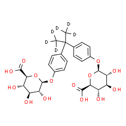 ChemSpider 2D Image | 4-{2-[4-(beta-D-Glucopyranuronosyloxy)phenyl](~2~H_6_)-2-propanyl}phenyl beta-D-glucopyranosiduronic acid | C27H26D6O14