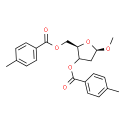 ChemSpider 2D Image | Methyl (3xi)-2-deoxy-3,5-bis-O-(4-methylbenzoyl)-beta-D-glycero-pentofuranoside | C22H24O6