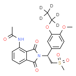 ChemSpider 2D Image | N-{2-[(1R)-1-{3-[(~2~H_5_)Ethyloxy]-4-methoxyphenyl}-2-(methylsulfonyl)ethyl]-1,3-dioxo-2,3-dihydro-1H-isoindol-4-yl}acetamide | C22H19D5N2O7S
