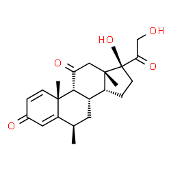 ChemSpider 2D Image | (6beta,9beta,14beta,17alpha)-17,21-Dihydroxy-6-methylpregna-1,4-diene-3,11,20-trione | C22H28O5