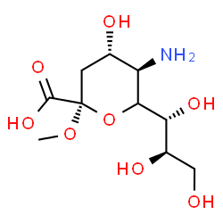 ChemSpider 2D Image | Methyl 5-amino-3,5-dideoxy-6-[(1R,2R)-1,2,3-trihydroxypropyl]-beta-L-threo-hex-2-ulopyranosidonic acid | C10H19NO8