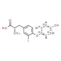ChemSpider 2D Image | O-[4-Hydroxy(~13~C_6_)phenyl]-3-iodo-L-tyrosine | C913C6H14INO4