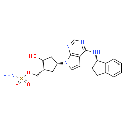 ChemSpider 2D Image | [(1R,4R)-4-{4-[(1S)-2,3-Dihydro-1H-inden-1-ylamino]-7H-pyrrolo[2,3-d]pyrimidin-7-yl}-2-hydroxycyclopentyl]methyl sulfamate | C21H25N5O4S