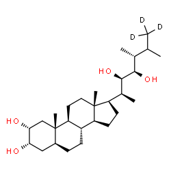 ChemSpider 2D Image | (2alpha,3alpha,5alpha,22R,23R)-(26,26,26-~2~H_3_)Ergostane-2,3,22,23-tetrol | C28H47D3O4