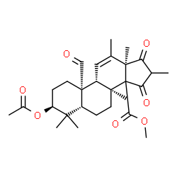 ChemSpider 2D Image | Methyl (3beta,5beta,8alpha,9beta,10alpha,13alpha,14xi)-3-acetoxy-4,4,8,12,16-pentamethyl-15,17,19-trioxoandrost-11-ene-14-carboxylate | C28H38O7