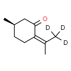 ChemSpider 2D Image | (2Z,5R)-5-Methyl-2-[(1,1,1-~2~H_3_)-2-propanylidene]cyclohexanone | C10H13D3O