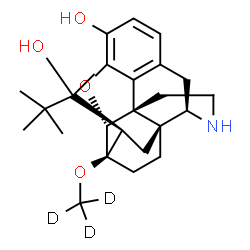 ChemSpider 2D Image | (5alpha,6beta,14beta,18R)-18-(2-Hydroxy-3,3-dimethyl-2-butanyl)-6-[(~2~H_3_)methyloxy]-18,19-dihydro-4,5-epoxy-6,14-ethenomorphinan-3-ol | C25H32D3NO4