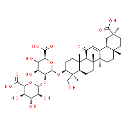 ChemSpider 2D Image | (3beta)-24,30-Dihydroxy-11,30-dioxoolean-12-en-3-yl 2-O-beta-L-glucopyranuronosyl-alpha-D-glucopyranosiduronic acid | C42H62O17
