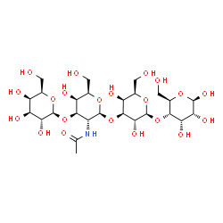 ChemSpider 2D Image | beta-D-Galactopyranosyl-(1->3)-2-acetamido-2-deoxy-beta-D-galactopyranosyl-(1->3)-beta-D-galactopyranosyl-(1->4)-beta-D-allopyranose | C26H45NO21
