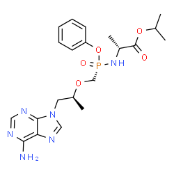 ChemSpider 2D Image | Isopropyl N-[(S)-({[(2S)-1-(6-amino-9H-purin-9-yl)-2-propanyl]oxy}methyl)(phenoxy)phosphoryl]-D-alaninate | C21H29N6O5P
