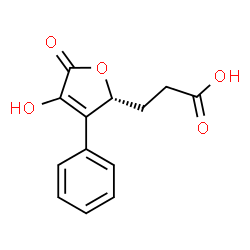 ChemSpider 2D Image | 3-[(2R)-4-Hydroxy-5-oxo-3-phenyl-2,5-dihydro-2-furanyl]propanoic acid | C13H12O5