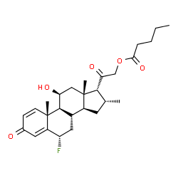 ChemSpider 2D Image | (6alpha,11beta,16alpha,17alpha)-6-Fluoro-11-hydroxy-16-methyl-3,20-dioxopregna-1,4-dien-21-yl valerate | C27H37FO5