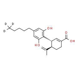 ChemSpider 2D Image | (3R,4R)-3-{2,6-Dihydroxy-4-[(5,5,5-~2~H_3_)pentyl]phenyl}-4-isopropenyl-1-cyclohexene-1-carboxylic acid | C21H25D3O4