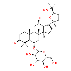 ChemSpider 2D Image | (3beta,6alpha,9xi,12beta,24R)-3,12,25-Trihydroxy-20,24-epoxydammaran-6-yl beta-D-glucopyranoside | C36H62O10