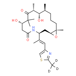 ChemSpider 2D Image | (1S,3S,7S,10R,11S,12S,16R)-7,11-Dihydroxy-8,8,10,12,16-pentamethyl-3-{(1E)-1-[2-(~2~H_3_)methyl-1,3-thiazol-4-yl]-1-propen-2-yl}-17-oxa-4-azabicyclo[14.1.0]heptadecane-5,9-dione | C27H39D3N2O5S